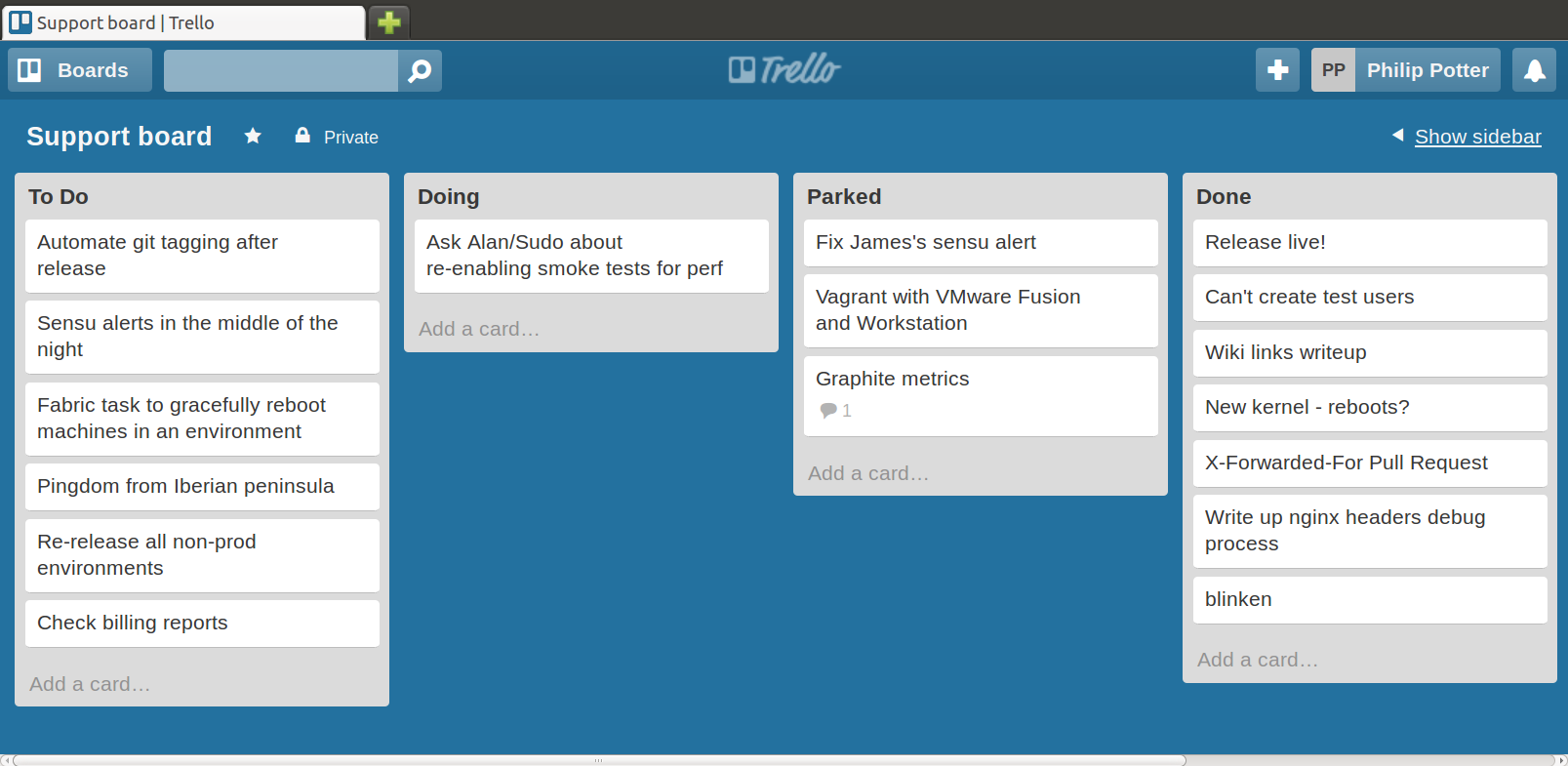 Example trello wall.